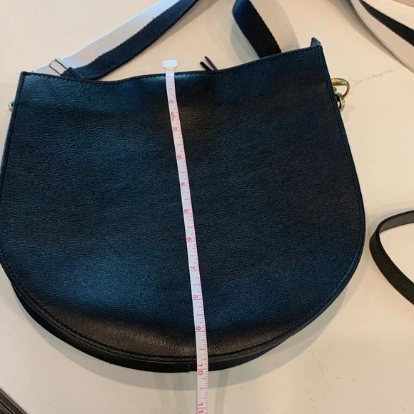 Madewell Black Leather Cossebody Bag with Striped Strap & Solid strap NWOT - Picture 13 of 15